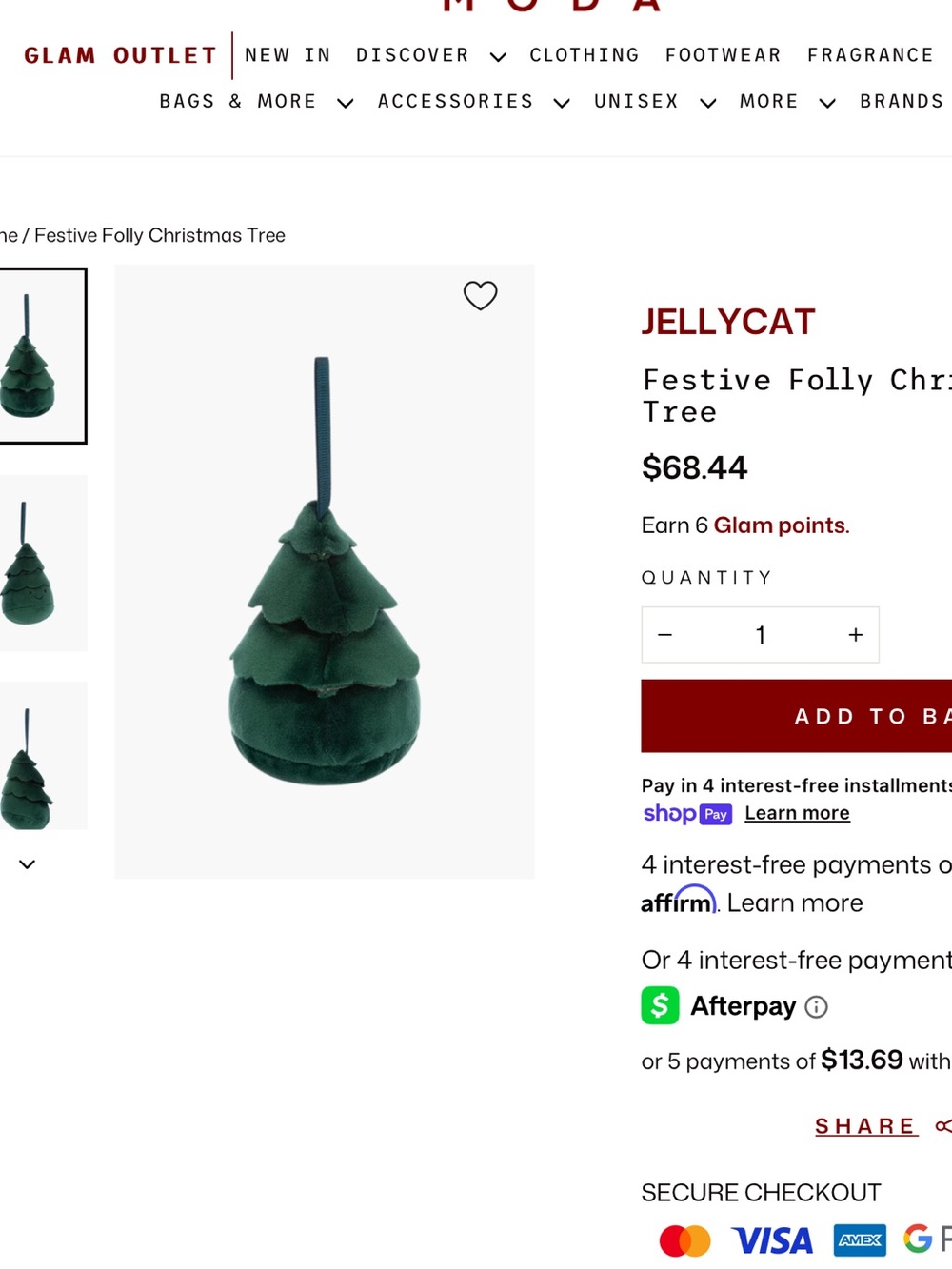 BNWT Jellycat I am Festive Folly Christmas Tree Ornament ORIGINAL RELEASE - Picture 12 of 12